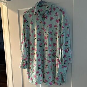Light Mint Floral Button-Up Blouse/dress